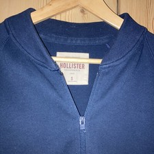 HOLLISTER Mens Sweatshirt Men’s Small Full Zipper Cotton Sweater Blue Navy
