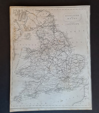 Antique 1848 map - Railways of England and Wales - FP Becker