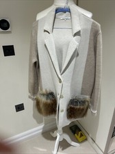 ladies cardigan jacket size 14 With Faux Fur Pockets / Super Quality