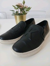 CK Calvin Klein Womens Slip On Shoes UK 3 Black Leather Sneakers EU 36