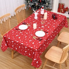Red Tablecloth Christmas Table