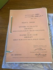 Pilots Notes Spitfire VA VB and VC Modern Reproduction