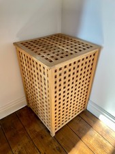 IKEA Hol tall latticed wood laundry hamper, blanket box, toy chest or table 