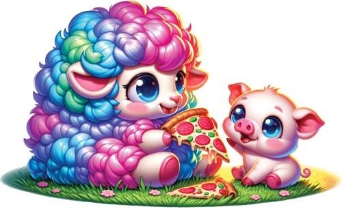 Colourful baby sheep wall art - colourful,