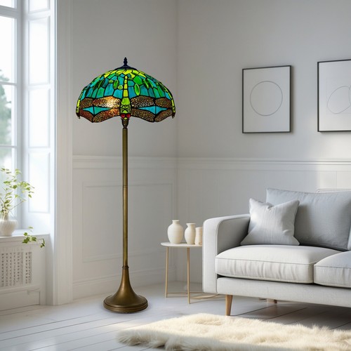 Green tiffany floor lamp - green,