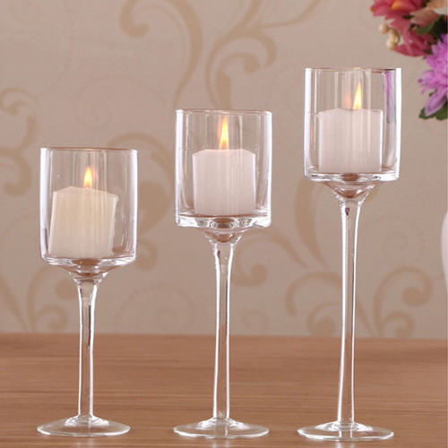 Tall pillar glass candle - x,