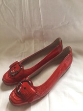 Kennel & Schmenger Red Patent Leather Flat Shoes Buckle Detail Size 8  New
