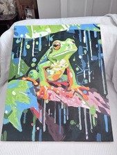 Hand-Painted Canvas Art: Striking Pop Art Style Frog Paint by Numbers