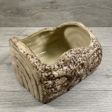 Large Hillstonia Vintage Stoneware Log Planter Flower Pot - 8" x 6.5" x 4.5" in