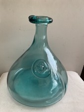 Holmegaard glass turquoise carafe,Viking medallion,decanter,22cm high