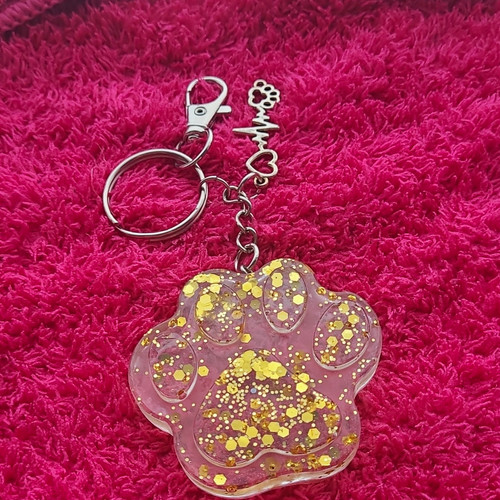 Gold resin paw - print, keyring
