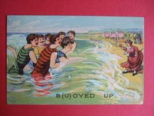 1912 Comic SEASIDE LADY IN SEA SURROUNDED BY MEN B(U)OYED UP BATHING BELLE