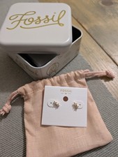 Brand New Gold Fossil Stud