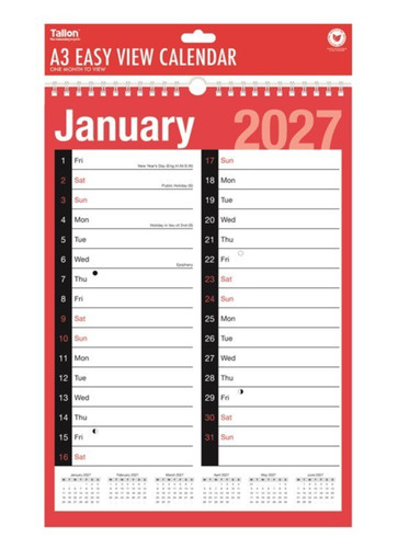 2027 month view wall - view,