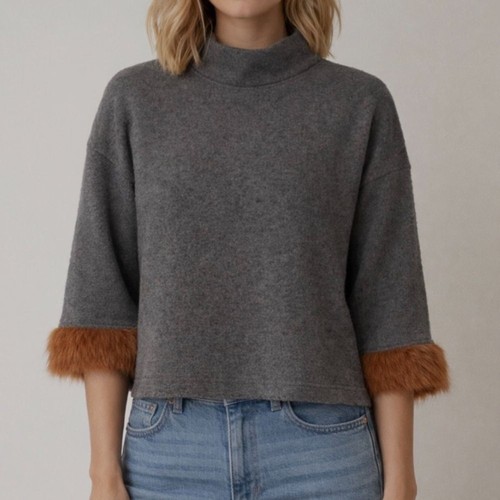 Zara gray mock - gray, neck