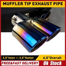 63mm Stainless Steel Car Rear Dual Exhaust Pipe Tail Muffler Tip Throat Tailpipe