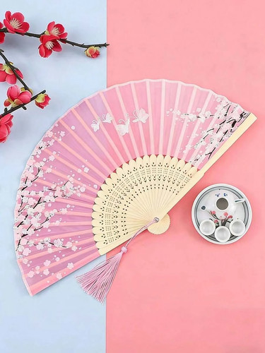 Folding fan hand - held, silk