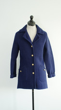 60s Navy Wool Knit Cardigan: Sailor Collar, Size Small Medium