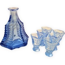 Art Deco Bohemian Blue Glass