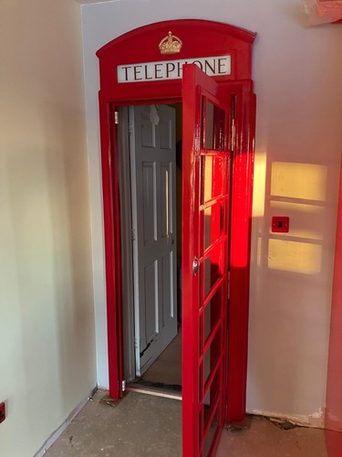 Red telephone box booth - telephone,