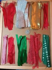 Bundle of red/green/gold/silver ribbon in short lengths (see photo)
