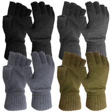 Quality Men's Thermal Acrylic Spandex Knitted Fingerless gloves,fast UK post