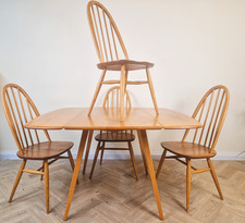 Ercol Windsor Mid Century Solid Elm Danish Design Drop Leaf Table & Chair Set