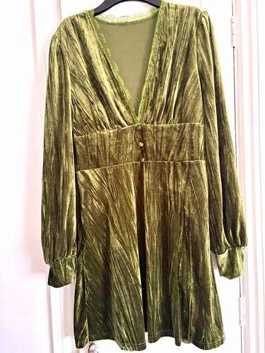Cider green velvet neck - green,