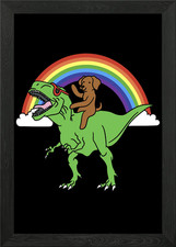 Vizsla T Rex Dinosaur Framed