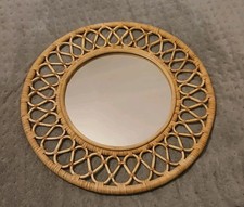 IKEA Grinsbol Rattan Mirror 55cm Round Wall Mount Wicker Boho Natural Home Decor