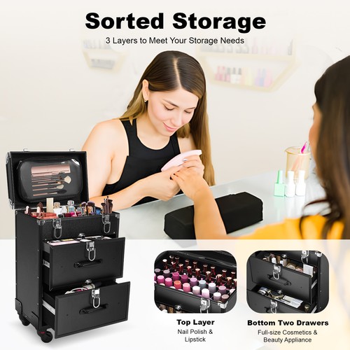 Rolling makeup train case - makeup,