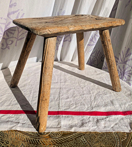 Antique rustic wooden milking - rustic,