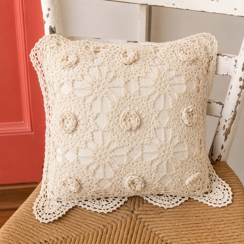 Crochet lace throw - lace, pillow