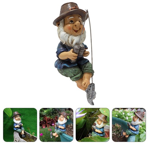 Resin fishing gnome statue - resin,