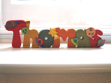Hometime Crafts chunky wooden 3D freestanding kids name door plaque - Thomas