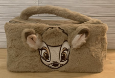 Disney Parks BAMBI Soft Faux Fur Lunch Tote Cooler Zipper Bag Embroidered Bambi