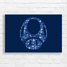 Retro Gaming Icon Collage Blue