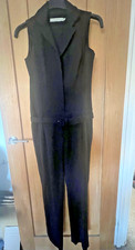 Reiss Jumpsuit Women's UK 8 Black Tailored Belt Wool Blend Smart Party VGC