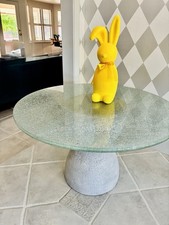 32” Round Crackle Glass Top