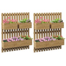 Outsunny 2pcs Wooden Garden Planters with Trellis Wall-mounted Raised Garden Bed