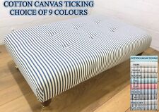 CUSTOM BESPOKE FOOTSTOOL - BED END STOOL CANVAS COTTON TICKING STRIPE - 9 COLOUR