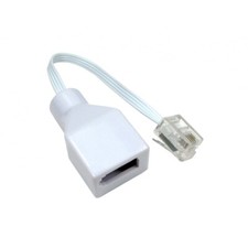 BT Socket to RJ11 Plug 4 Pin Telephone Phone Cable Adaptor Converter White.