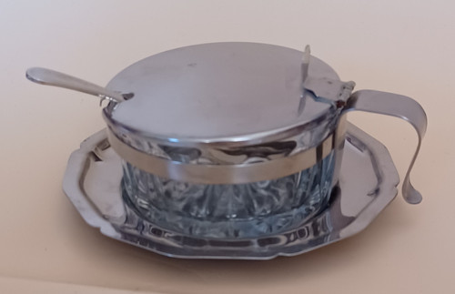 Vintage sugar bowl stainless - vintage,