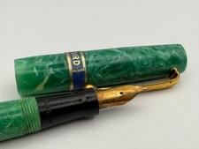 Rare Vintage Mabie Todd Blackbird Eyedropper Fountain Pen Green Jade - FLEXY Nib