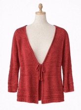 Womens Red Knit Cardigan Tie