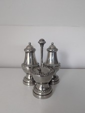 Ianthe Silver Plated Vintage Cruet Set (Salt, Pepper, Mustard)