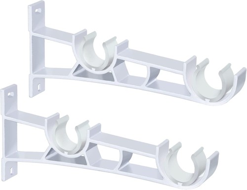 White double curtain - curtain, pole