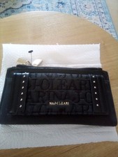 Naj Oleari Italy Ladies Purse Black  L 9inc H 5inc Polyurethane Polyester Used