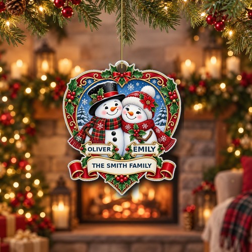 Personalised snowman heart - personalised,