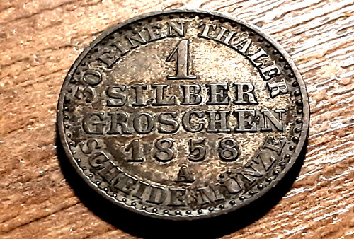 Old silver coin 1858 - silver, a